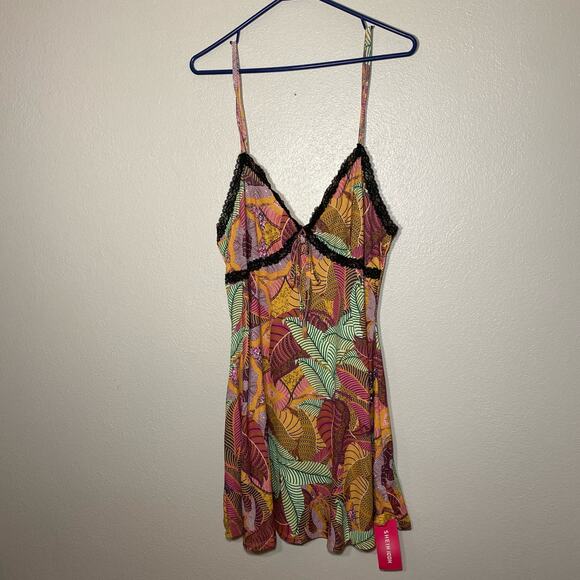 NWT Shein Icon Grunge XL Red/Orange/Green Tropical Floral Dress - Picture 1 of 7
